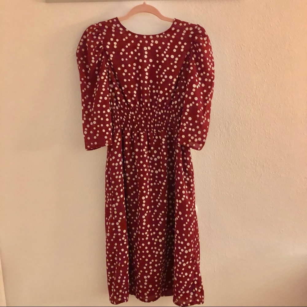 Red and white polka dot dress